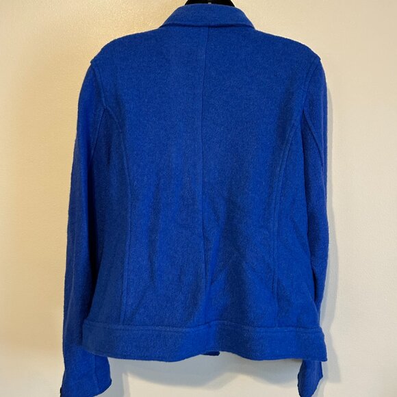 Tahari Wool Asymmetrical Jacket Collar Zippers Long Sleeves, Royal Blue Size M - Picture 4 of 12